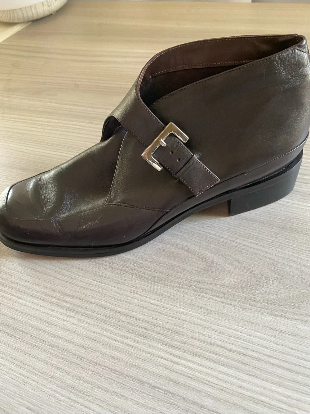 Women’s Etienne Aigner Dark Brown Leather Chukka Monk Strap ankle boots